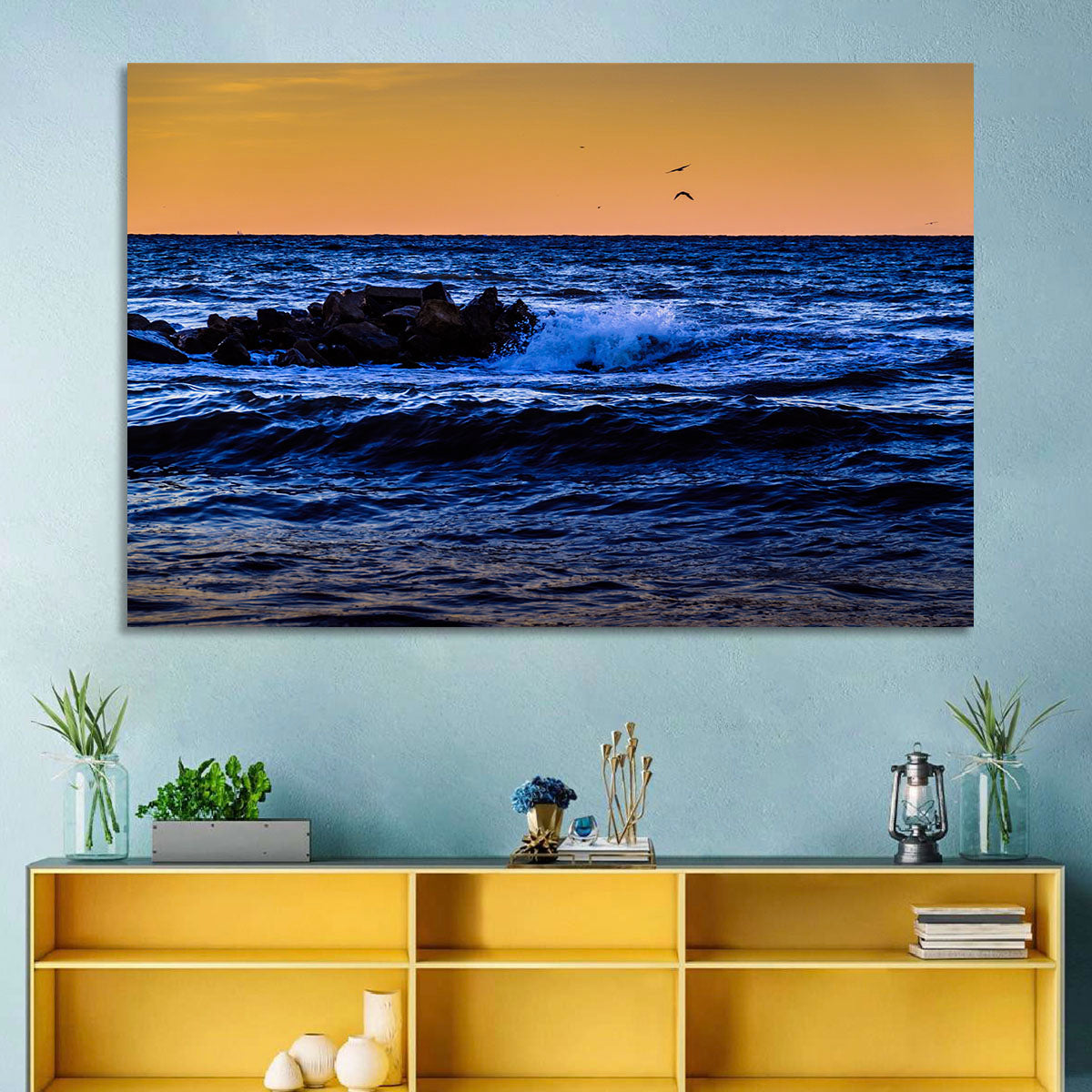 Marmara Sea Waves at Sunset Wall Art