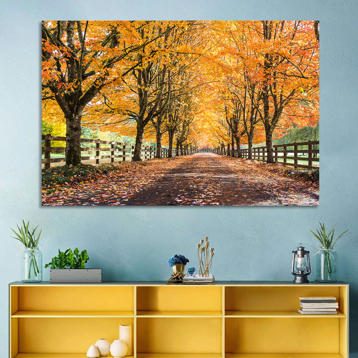 Maple Lane in Autumn Wall Art