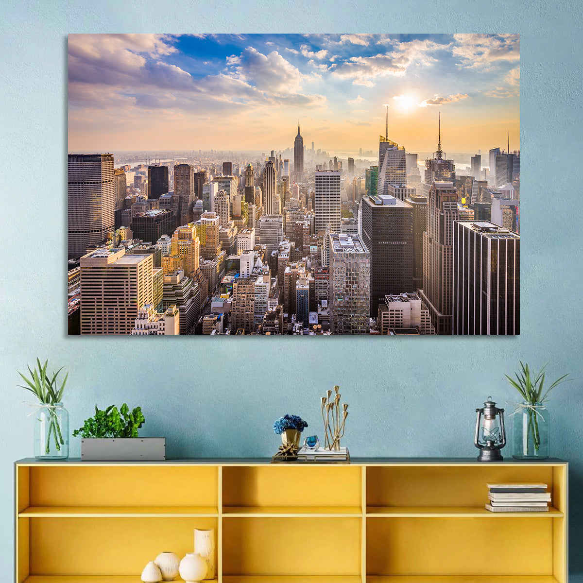 New York City Skyline at Golden Hour Wall Art