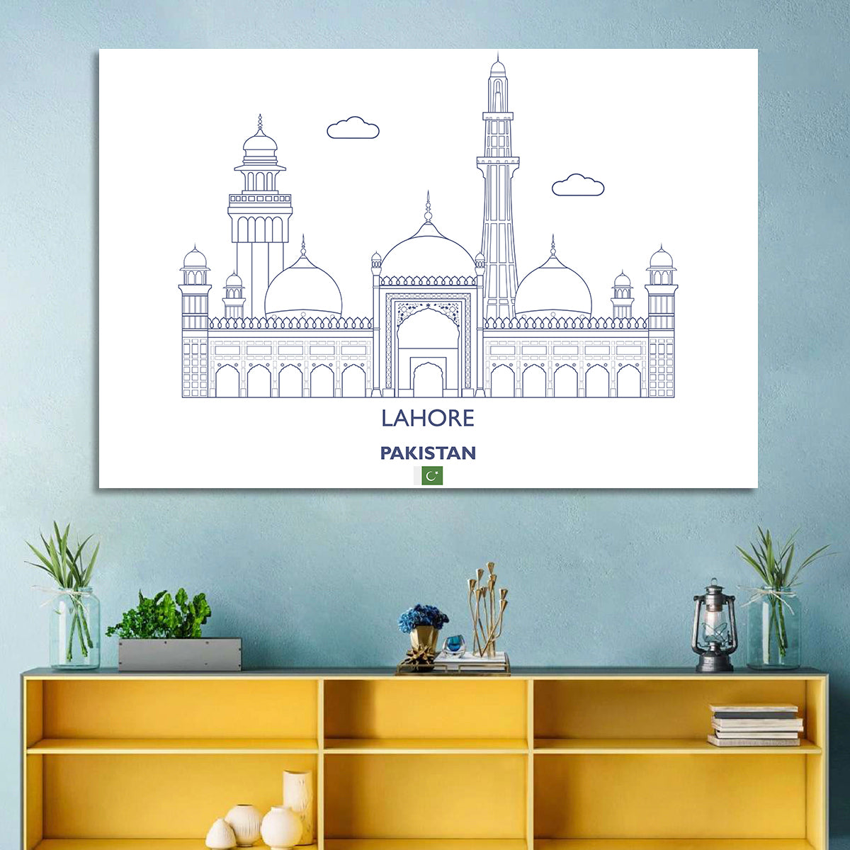 Lahore Skyline with Badshahi Mosque Wall Art