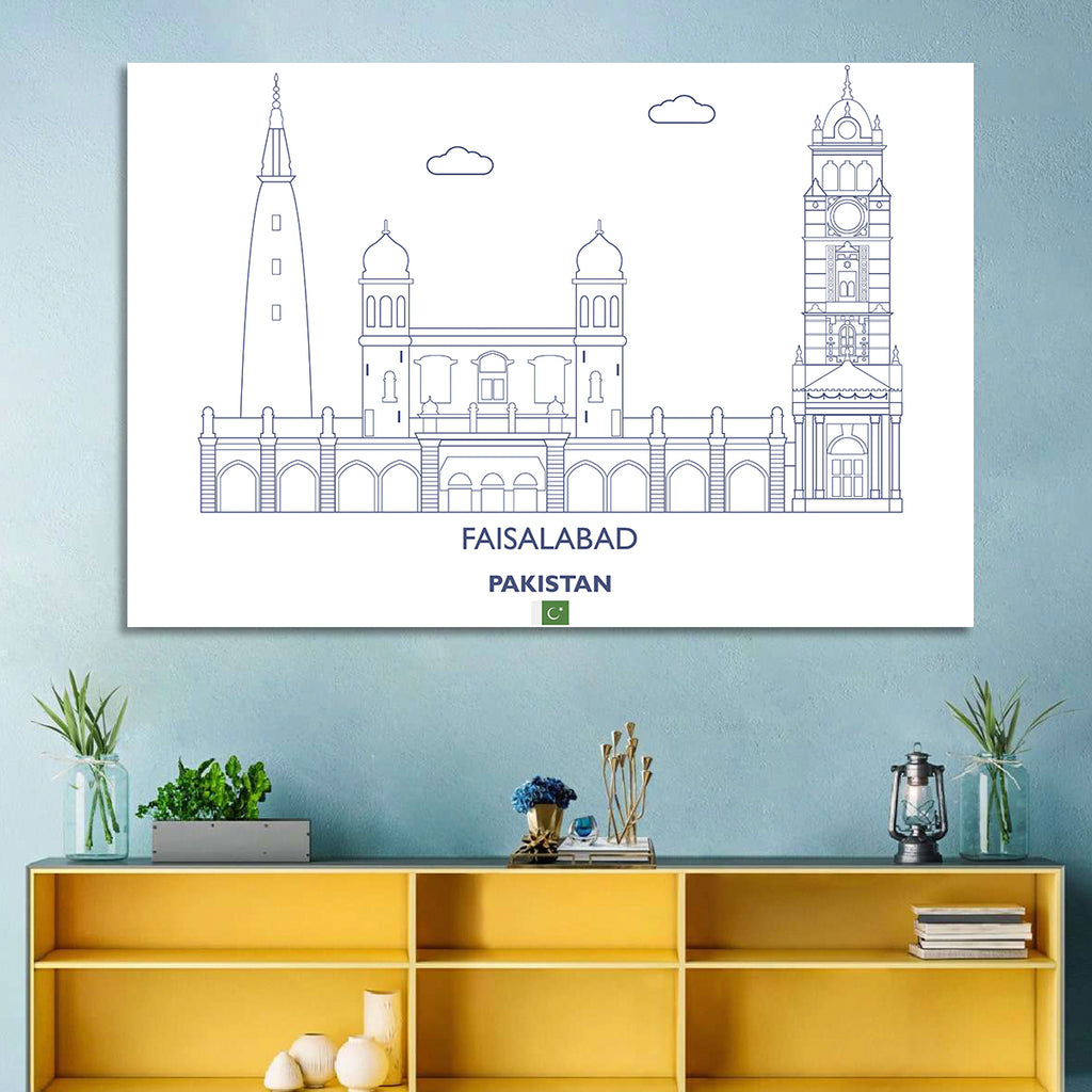 Faisalabad Clock Tower Skyline Wall Art