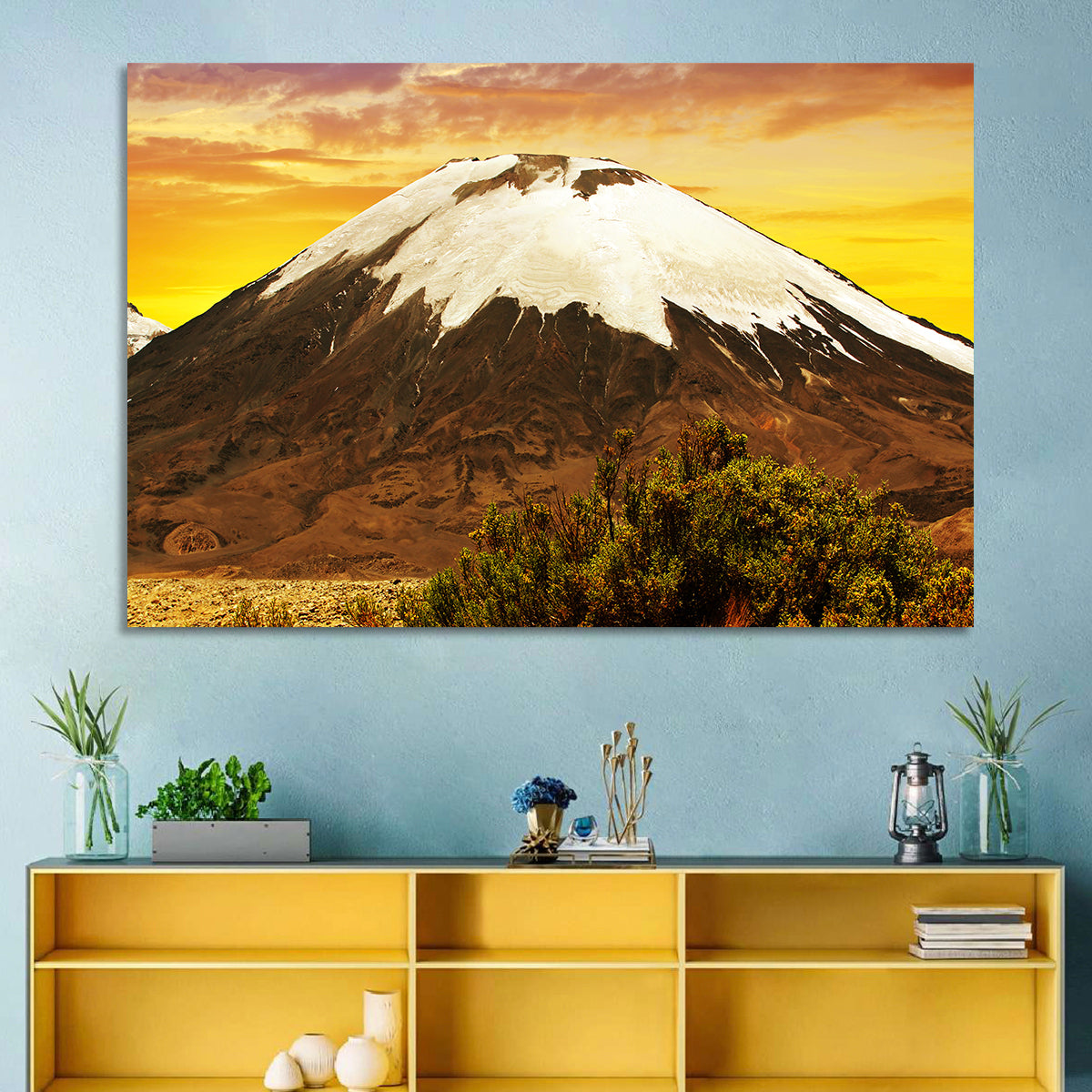 Parinacota Volcano Wall Art in a room, landscape
