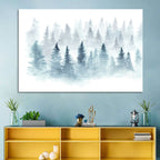 Misty Pine Forest Watercolor Wall Art