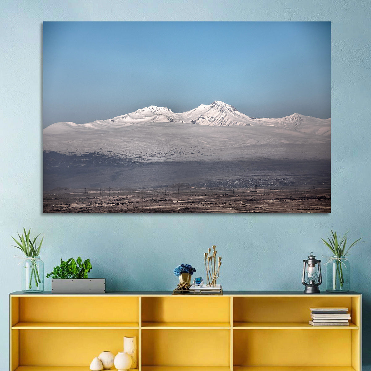 Mount Aragats Winter Landscape Wall Art in a room, landscape