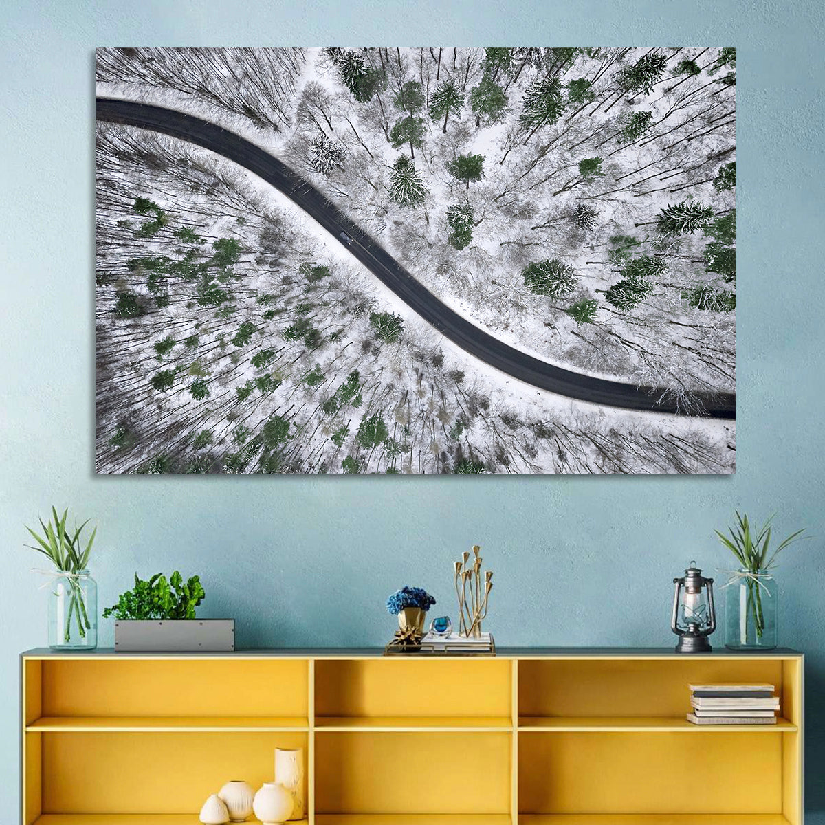 Snowy Forest Road Wall Art
