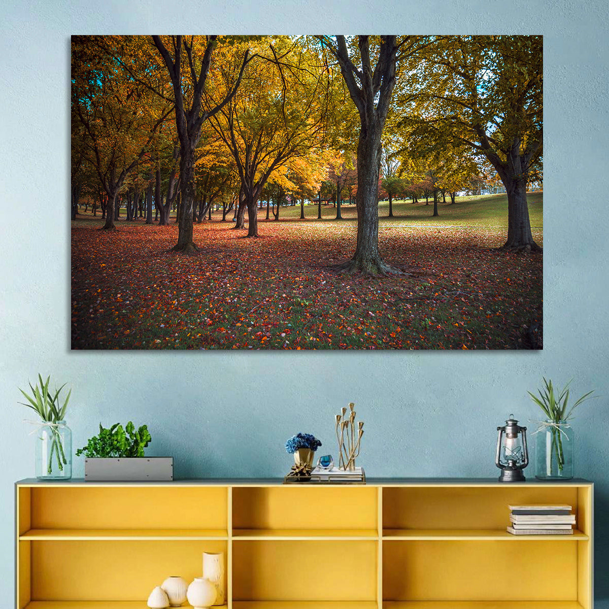 Autumn Park Trees, Pennsylvania Wall Art in a room, landscape