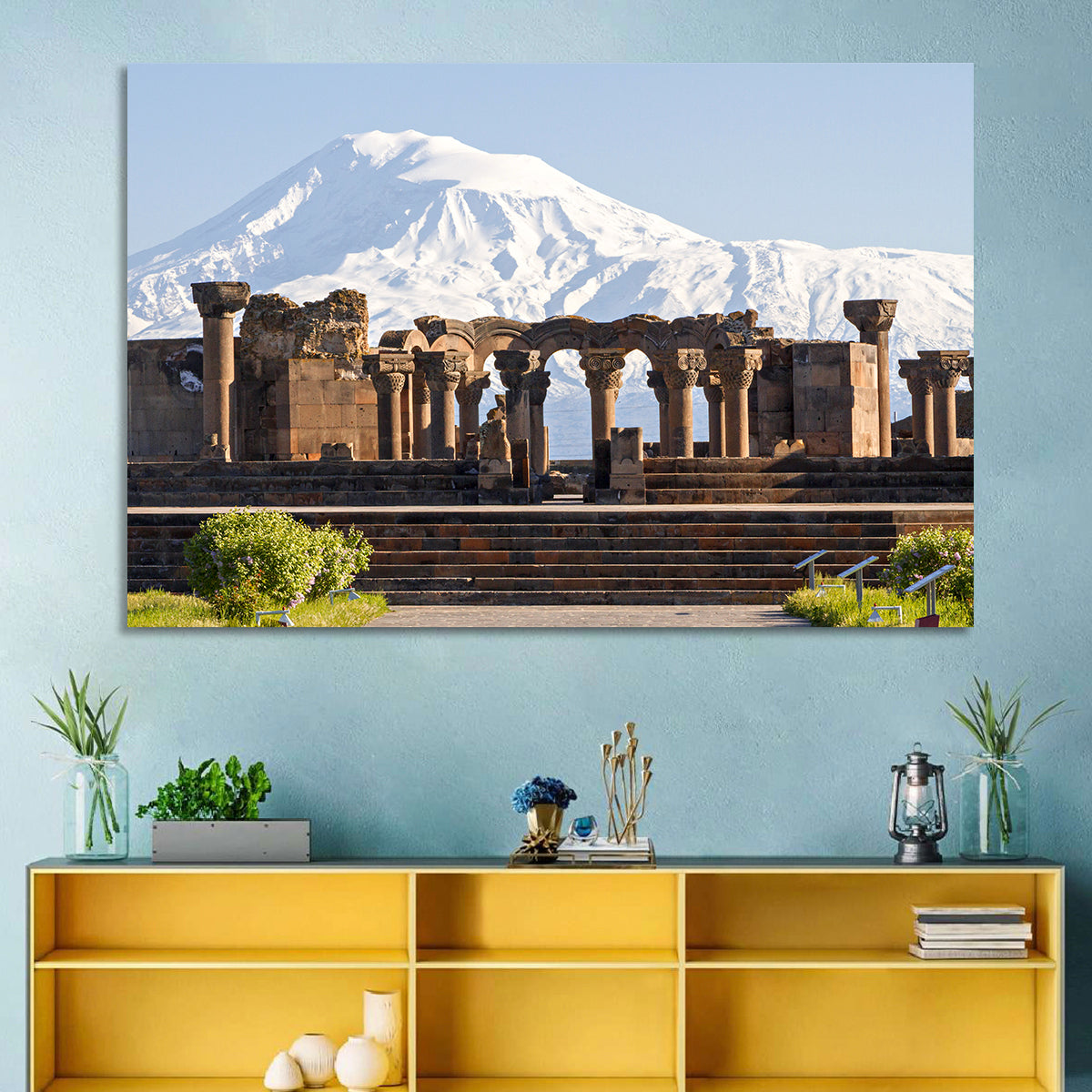 Zvartnots Cathedral and Mount Ararat Wall Art in a room, landscape