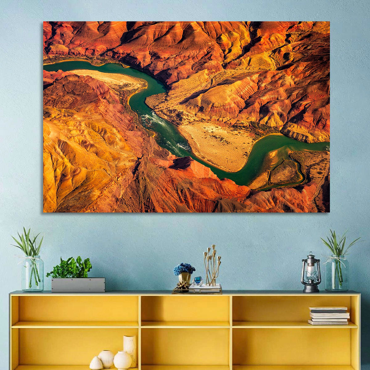 Aerial Colorado River Canyon Wall Art in a room, landscape