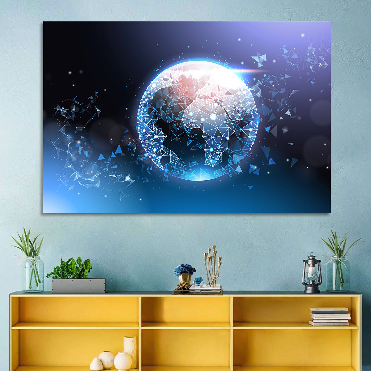 Wireframe Globe Network Wall Art