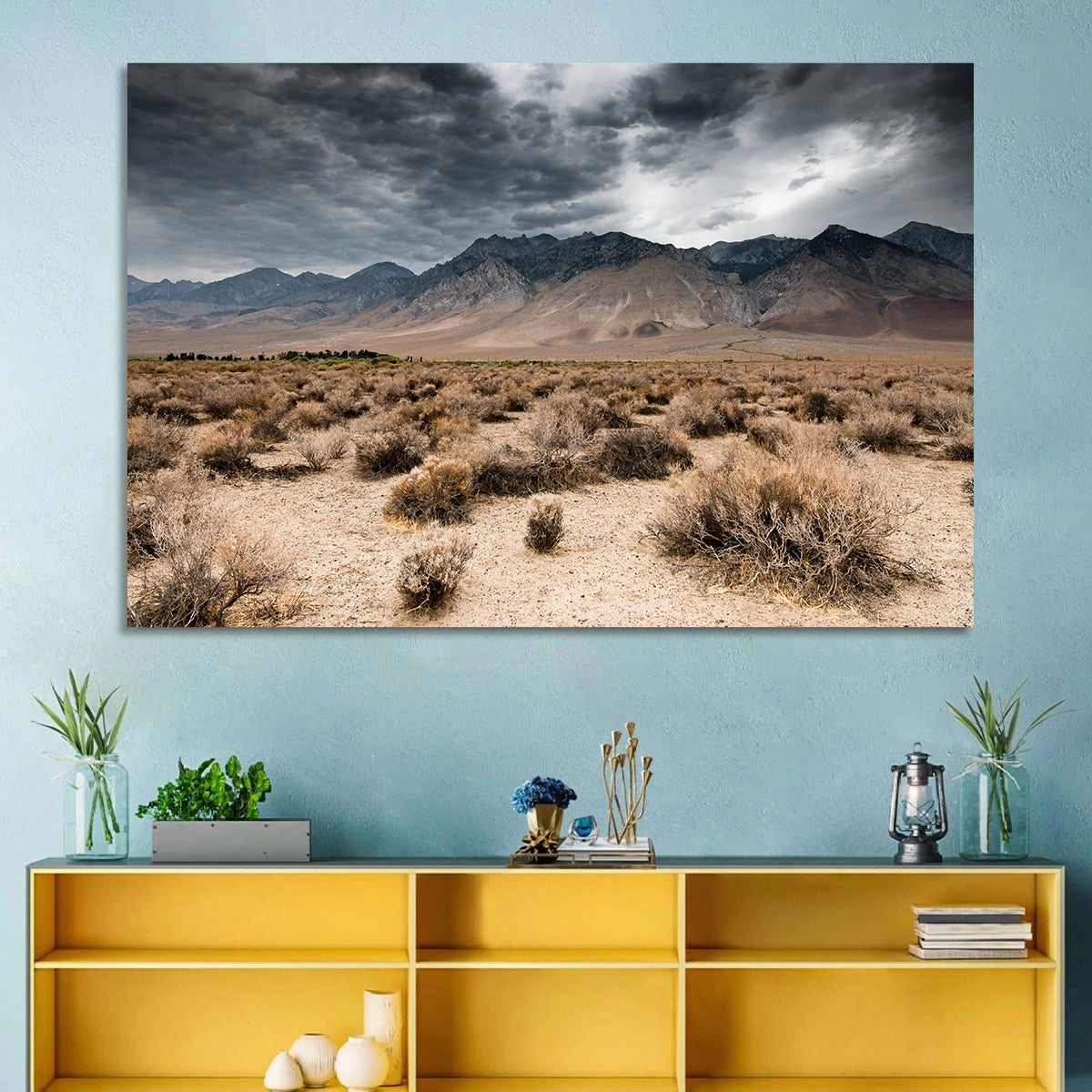 Storm Over Death Valley Wall Art in a room, landscape