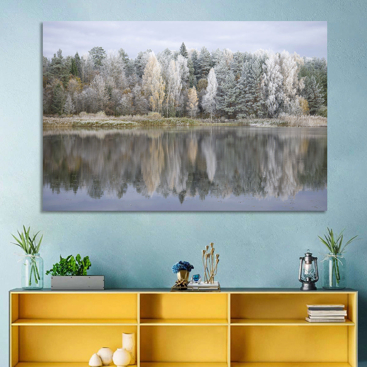 Pskov Region Forest Lake Wall Art in a room, landscape