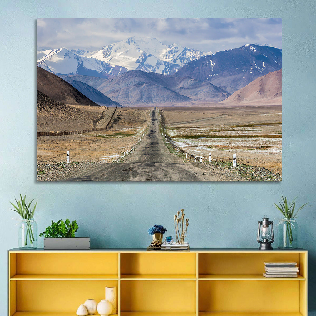 Pamir Mountain Road Wall Art in a room, landscape