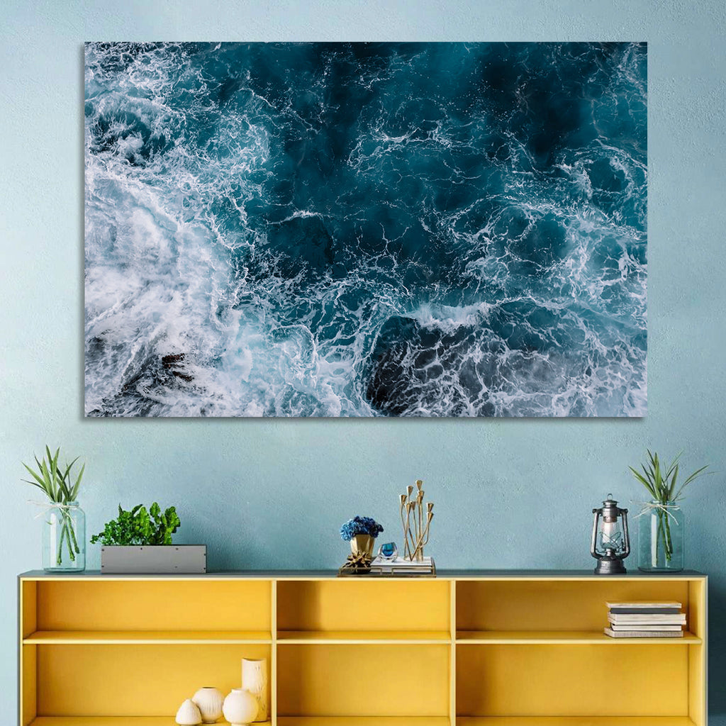 Aerial Swirling Ocean Waves Wall Art
