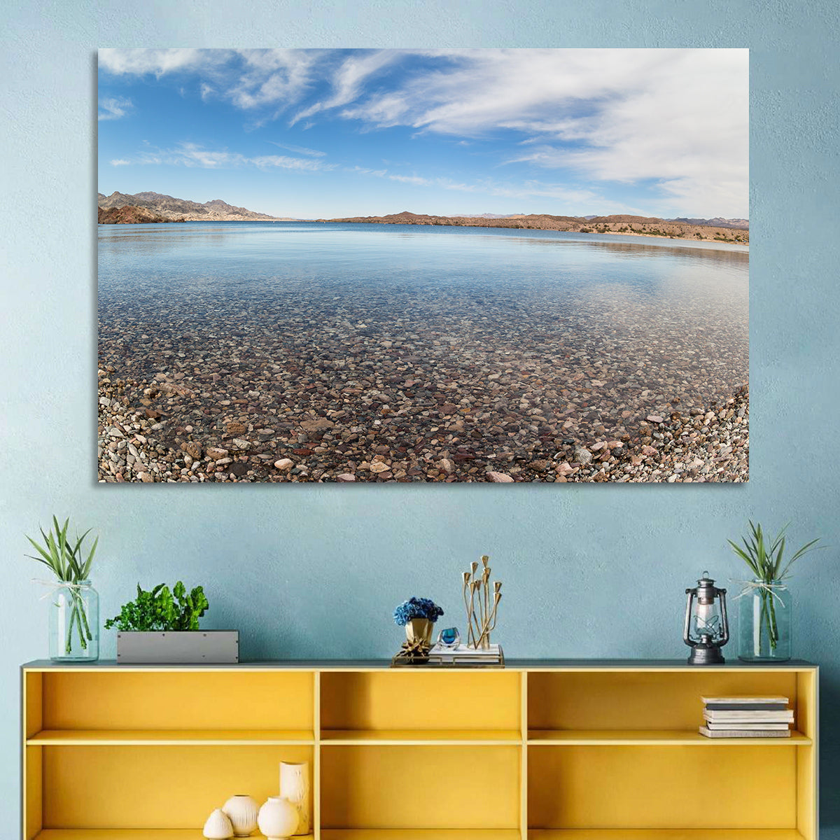 Lake Mohave Shoreline Wall Art in a room, landscape