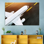 Commercial Jet Takeoff at Sunset Wall Art