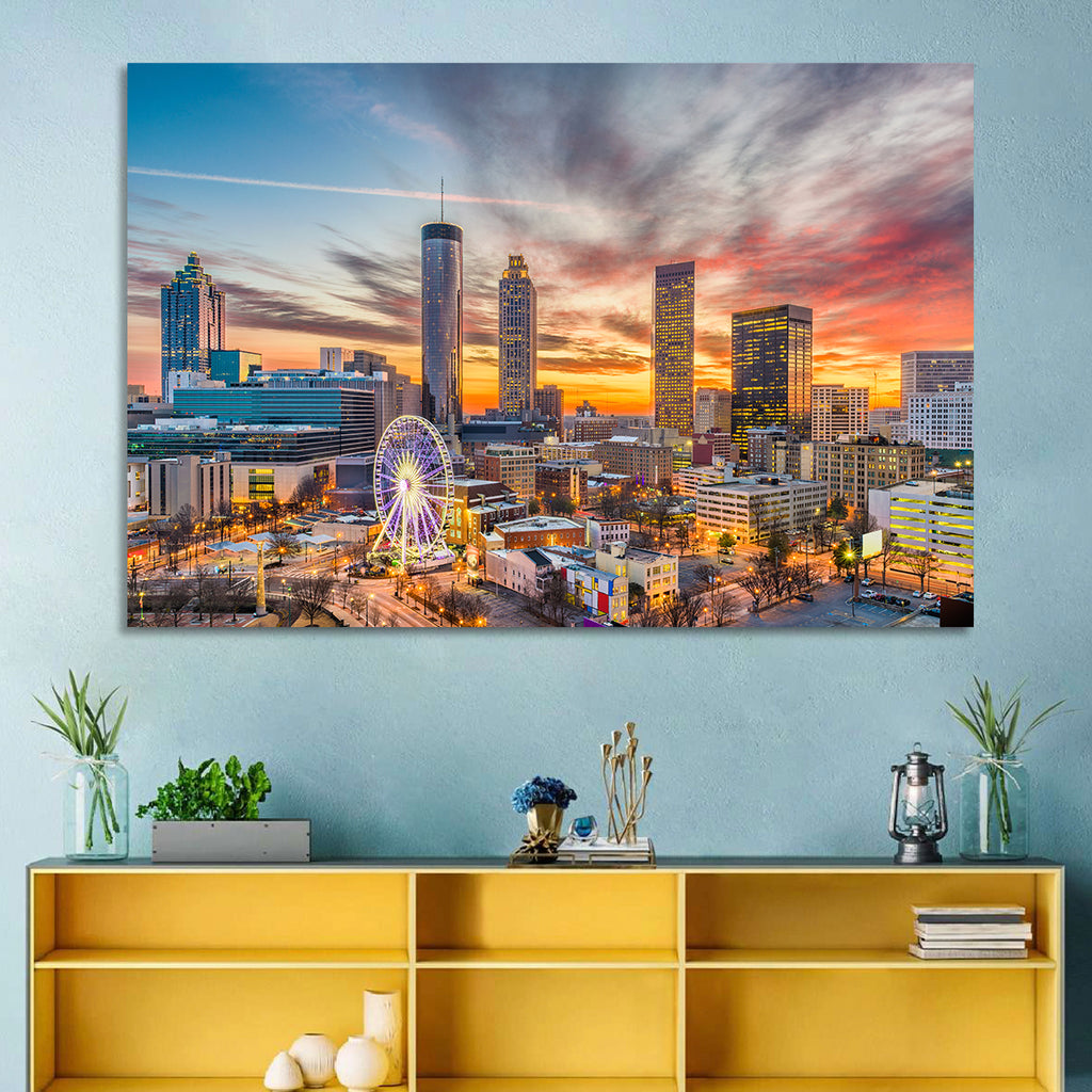 Atlanta Skyline with Skyview Wheel Wall Art