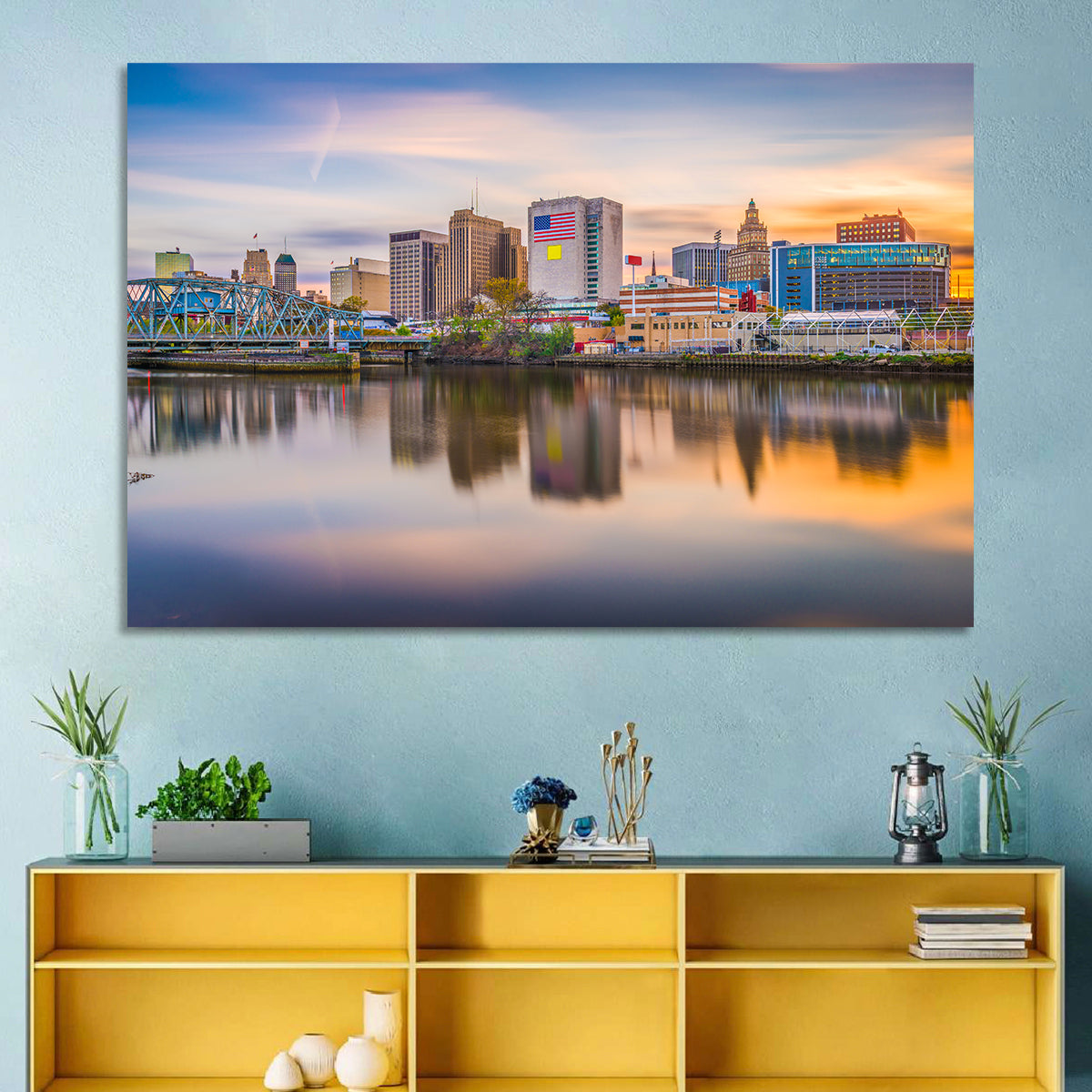 Providence Skyline at Golden Hour Wall Art