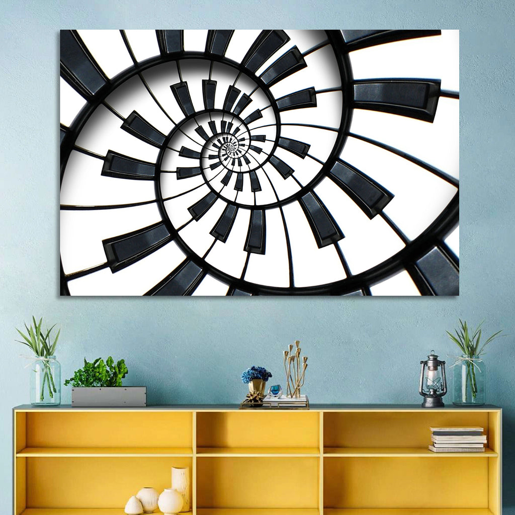 Recursive Spiral Piano Keys Wall Art