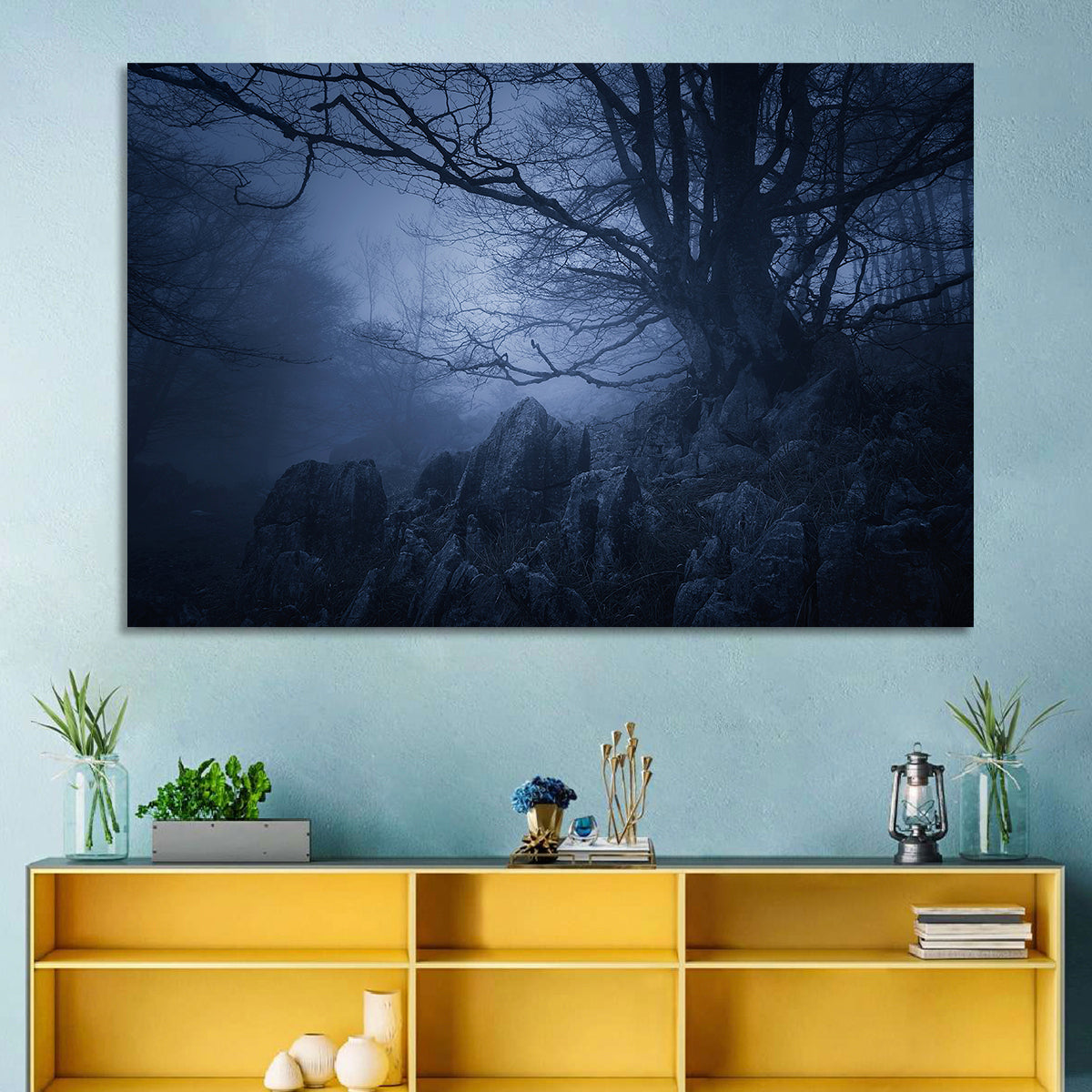 Gnarled Tree at Twilight Wall Art in a room, landscape