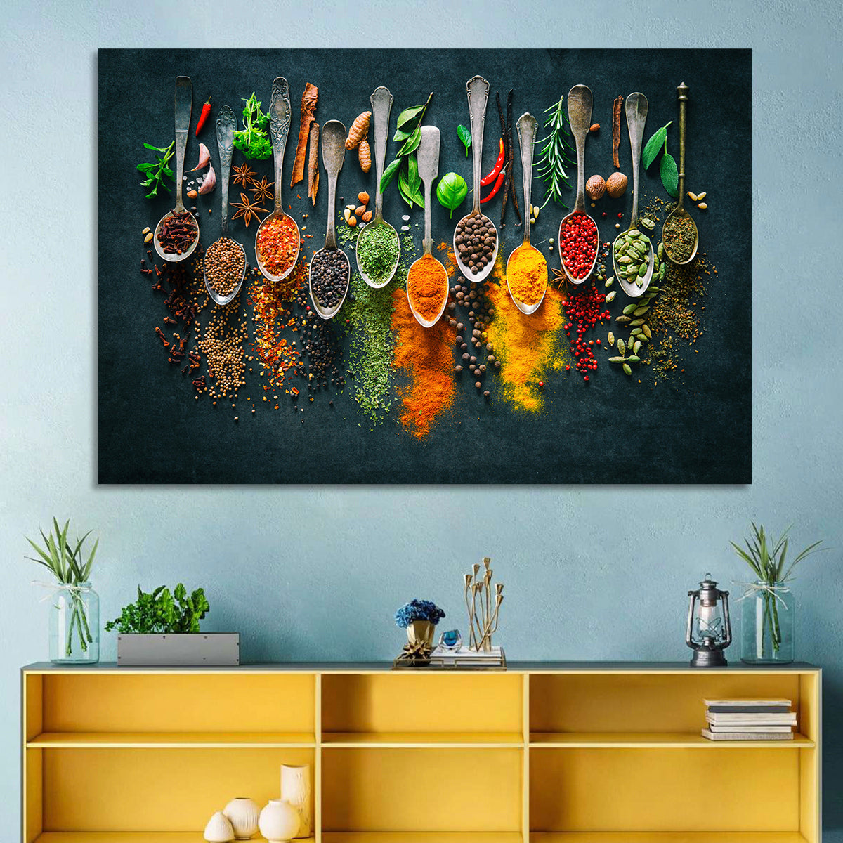 Assorted Spices and Spoons Wall Art in a room, landscape