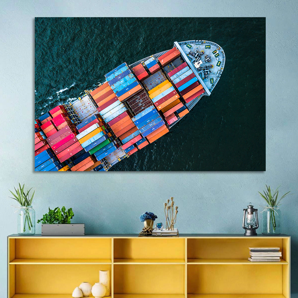 Container Ship Aerial View Wall Art
