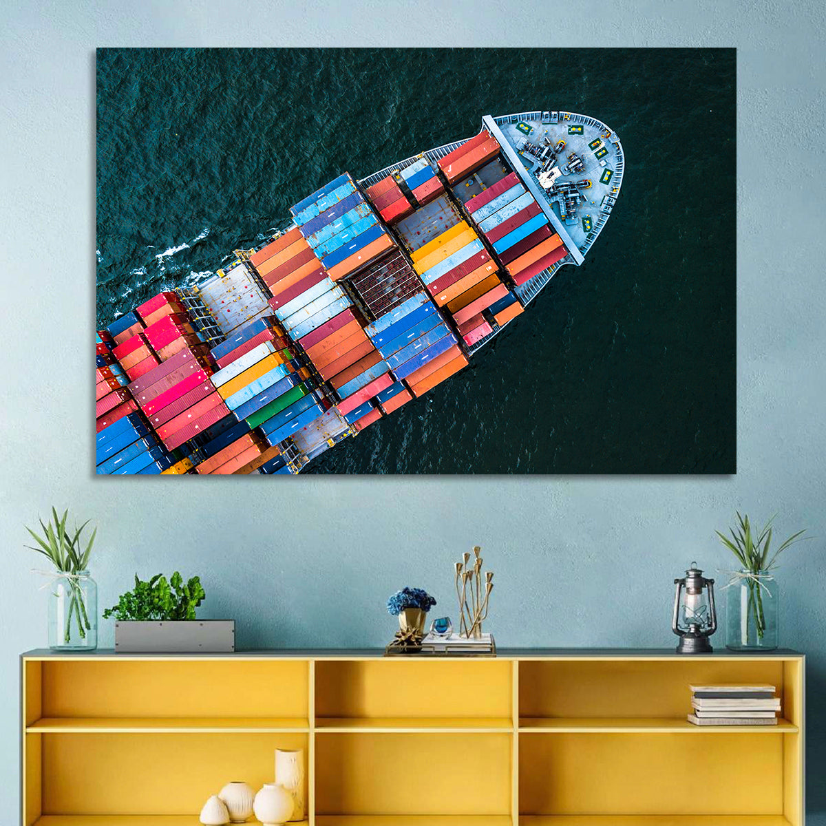 Container Ship Aerial View Wall Art