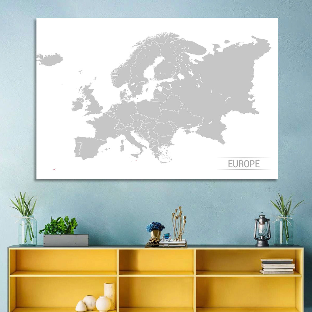 Gray Europe Outline Map Wall Art