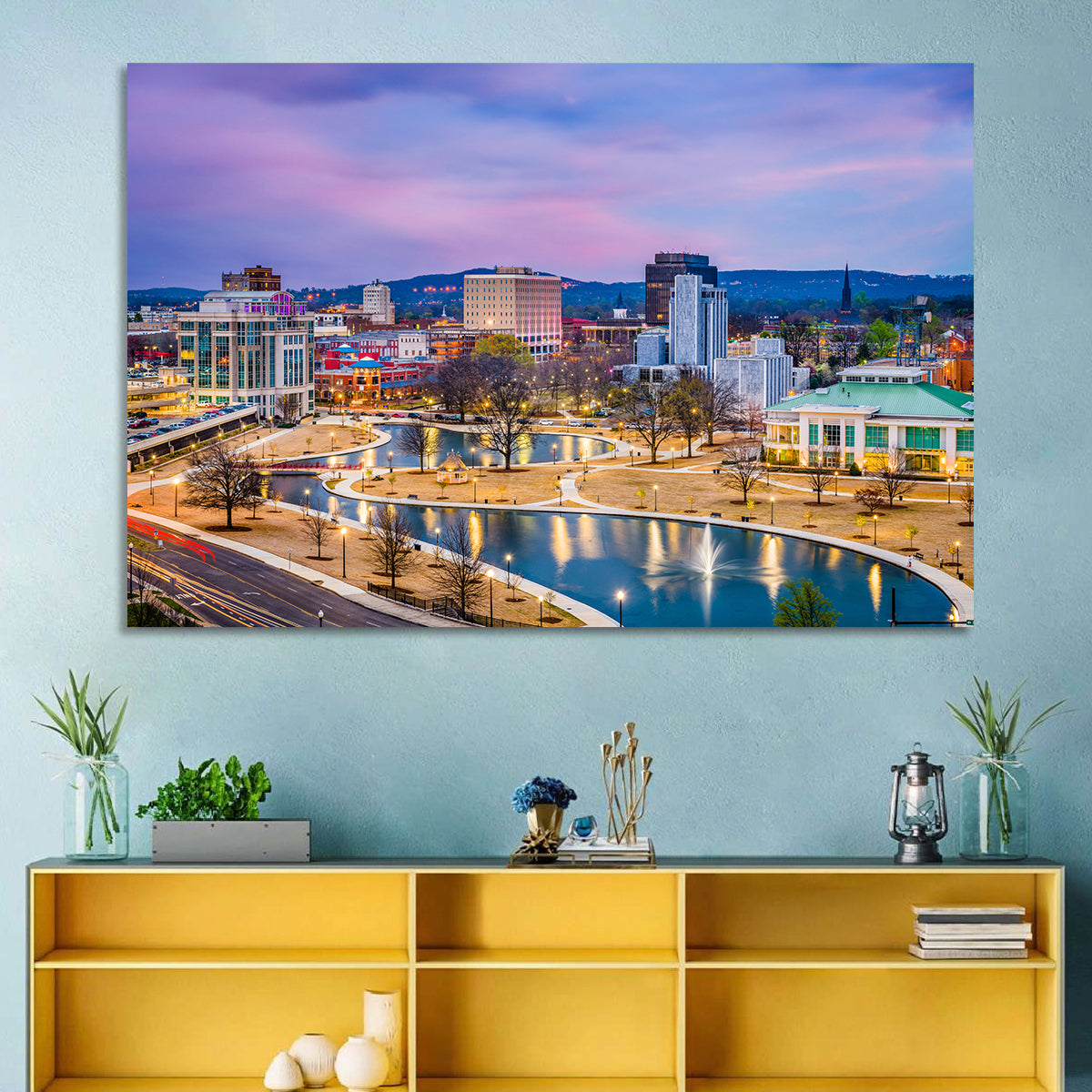 Huntsville Twilight at Big Spring Park Wall Art in a room, landscape