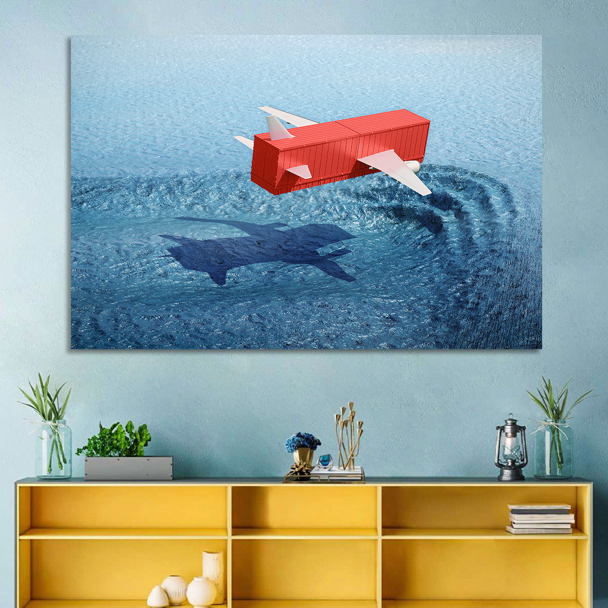 Flying Shipping Container Wall Art