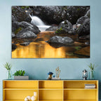 Golden Stream Waterfall Wall Art