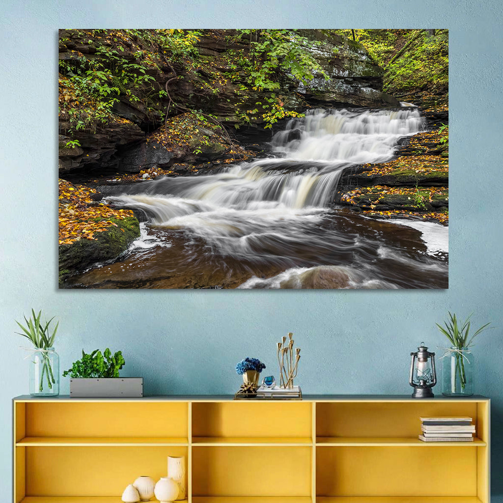 Cascading Autumn Waterfall Wall Art