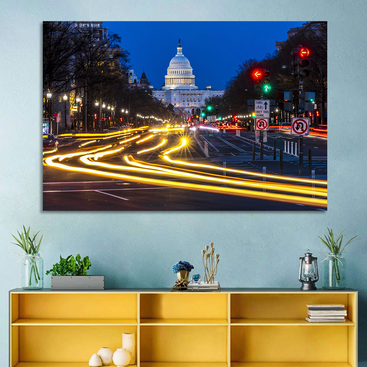 Pennsylvania Avenue at Dusk Wall Art in a room, landscape