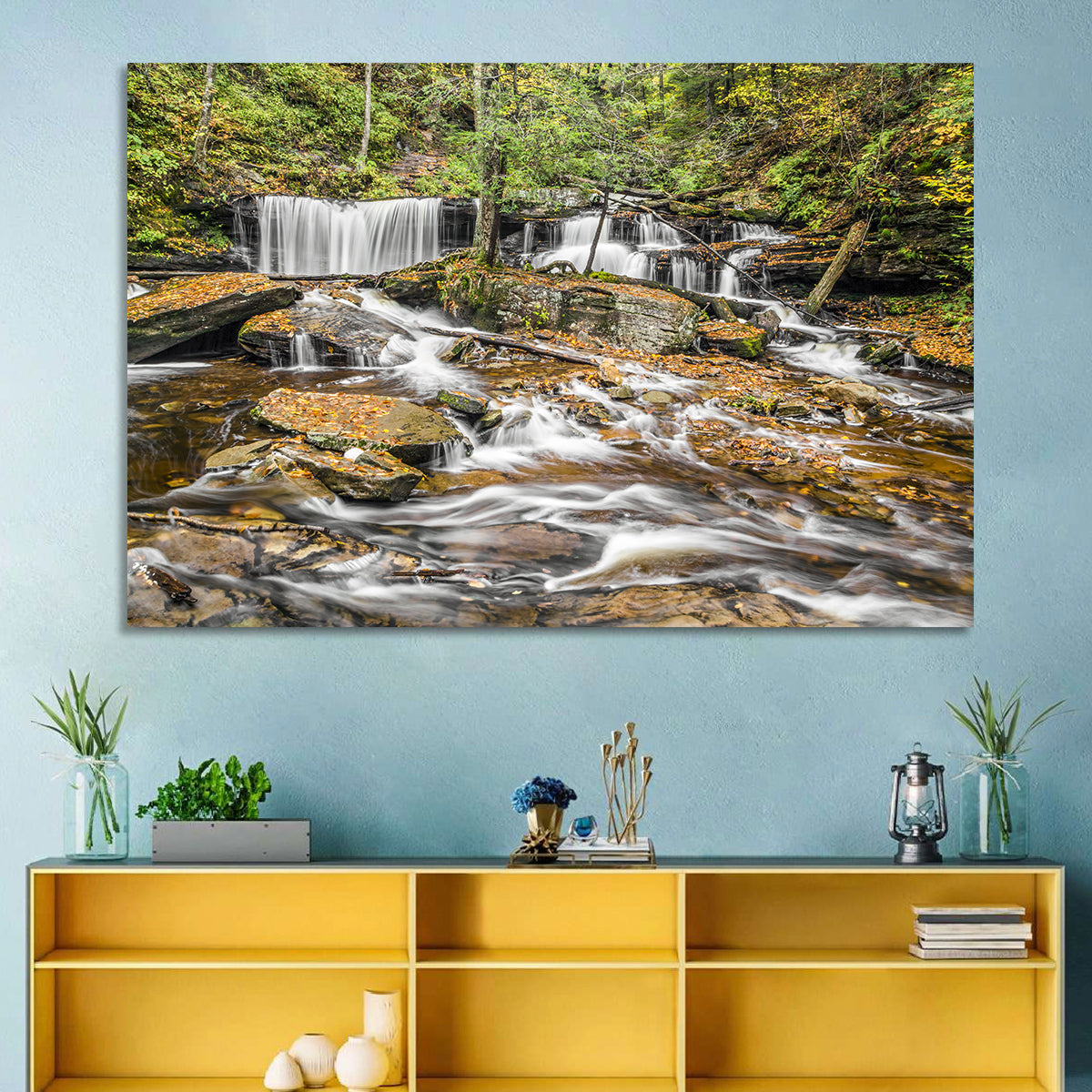 Delaware Falls Wall Art in a room, landscape