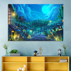 Halloween Cemetery Gate Illustration Wall Art