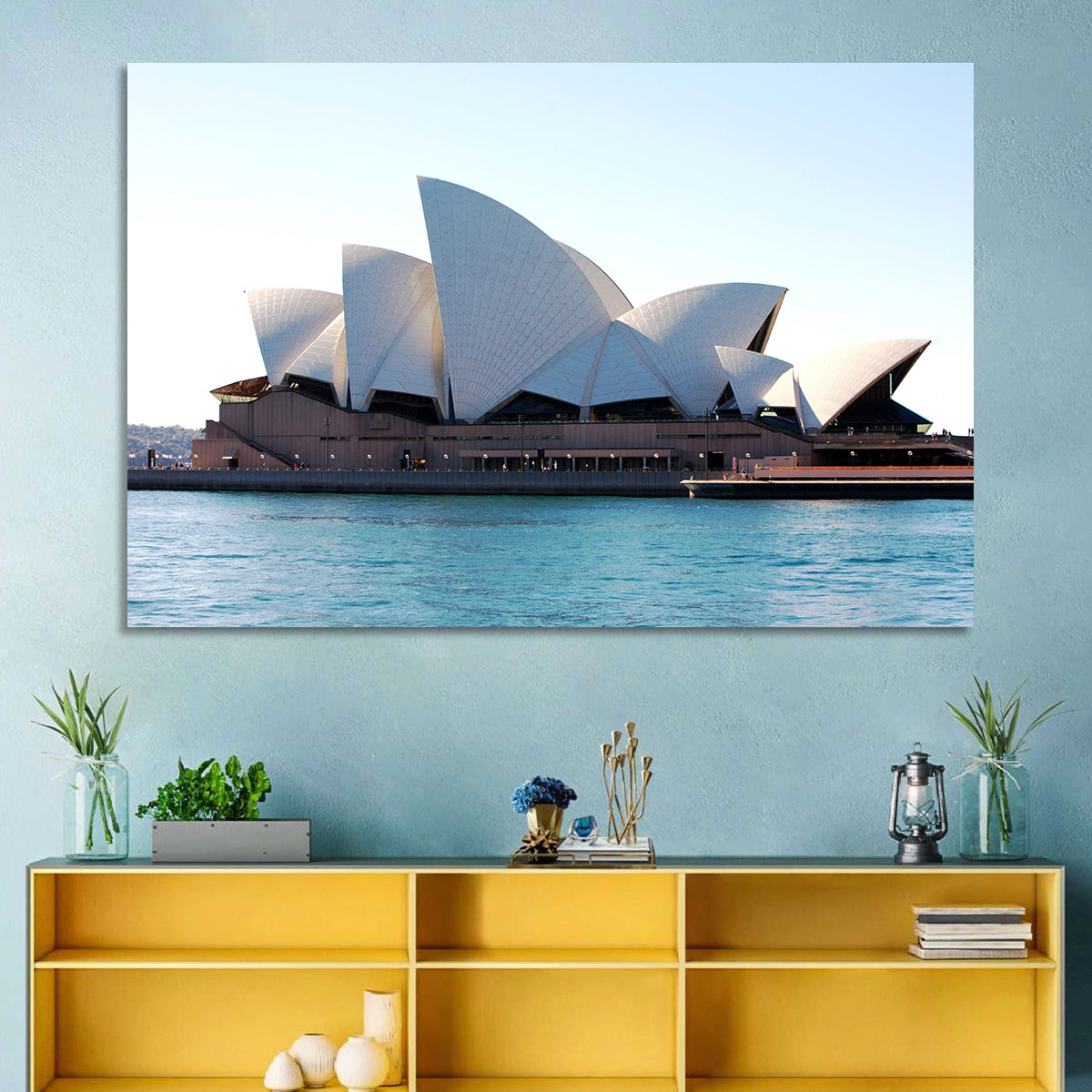 Sydney Opera House Harbor View Wall Art in a room, landscape