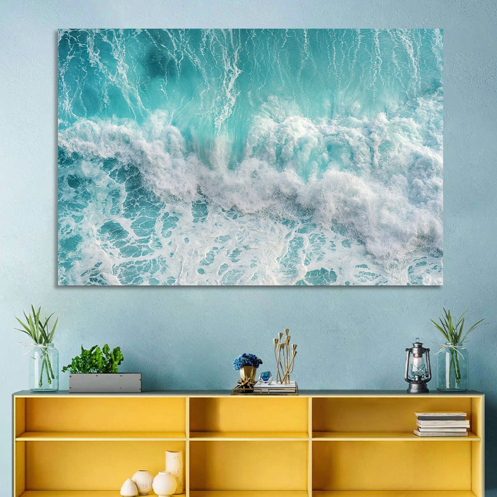 Top Down Turquoise Wave Wall Art