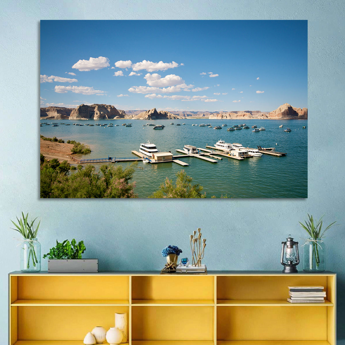 Lake Powell Marina, Page Arizona Wall Art in a room, landscape