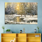 Sunlit Winter Cabin Wall Art