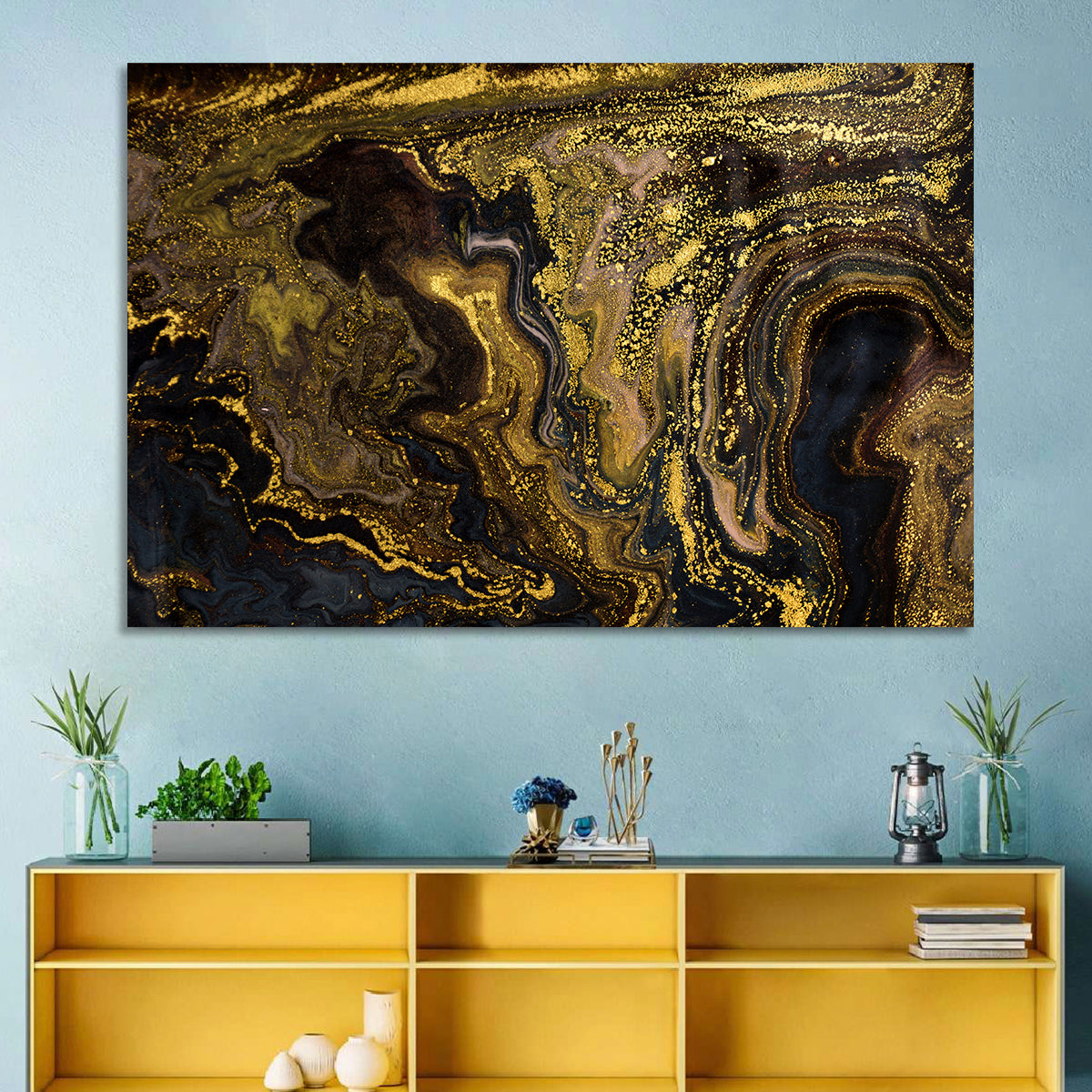 Black and Gold Marble Abstraction Wall Art