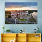 Mir Castle Sunrise Over Lake Wall Art