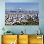 Portland Skyline with Mount Hood Wall Art