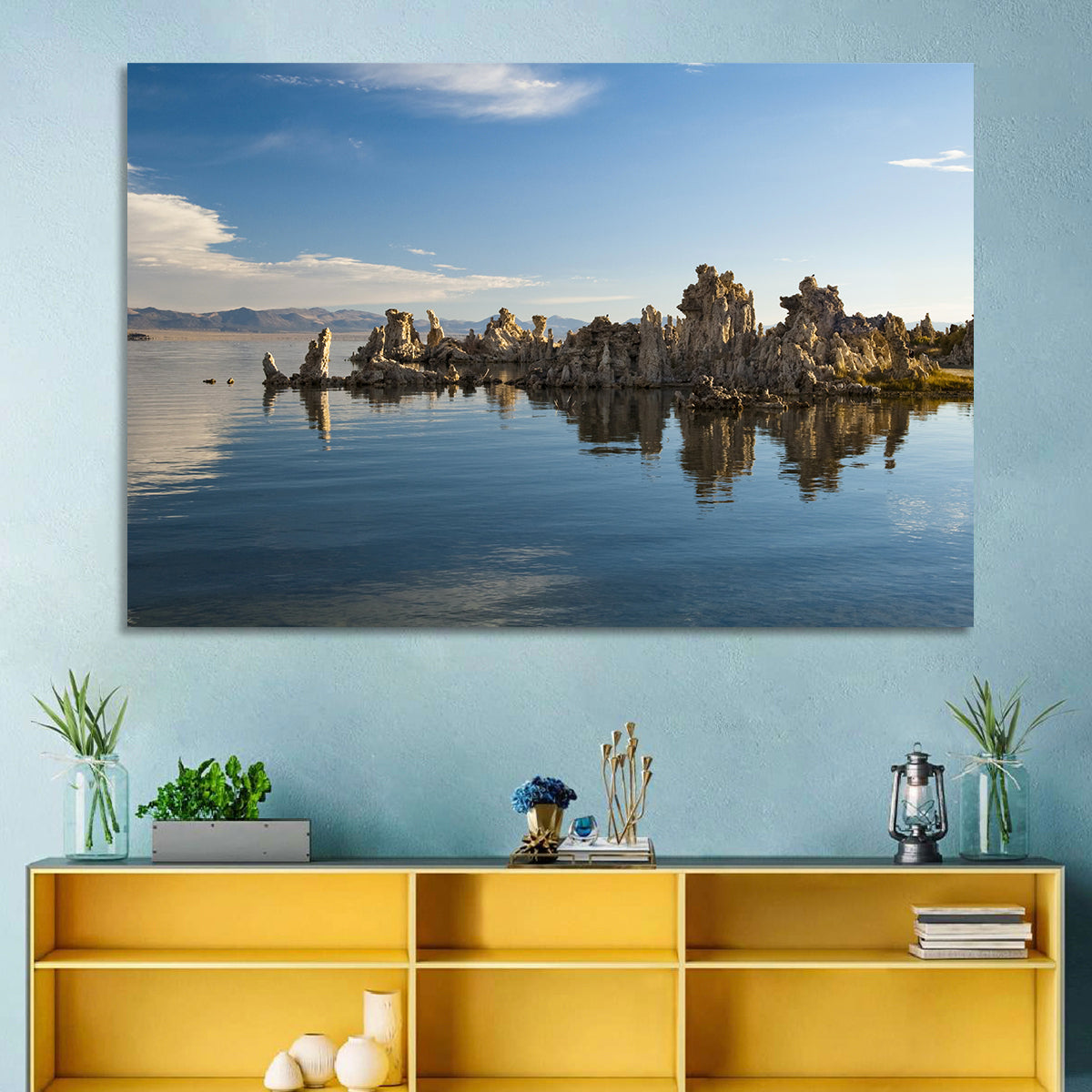 Mono Lake Reflections Wall Art in a room, landscape