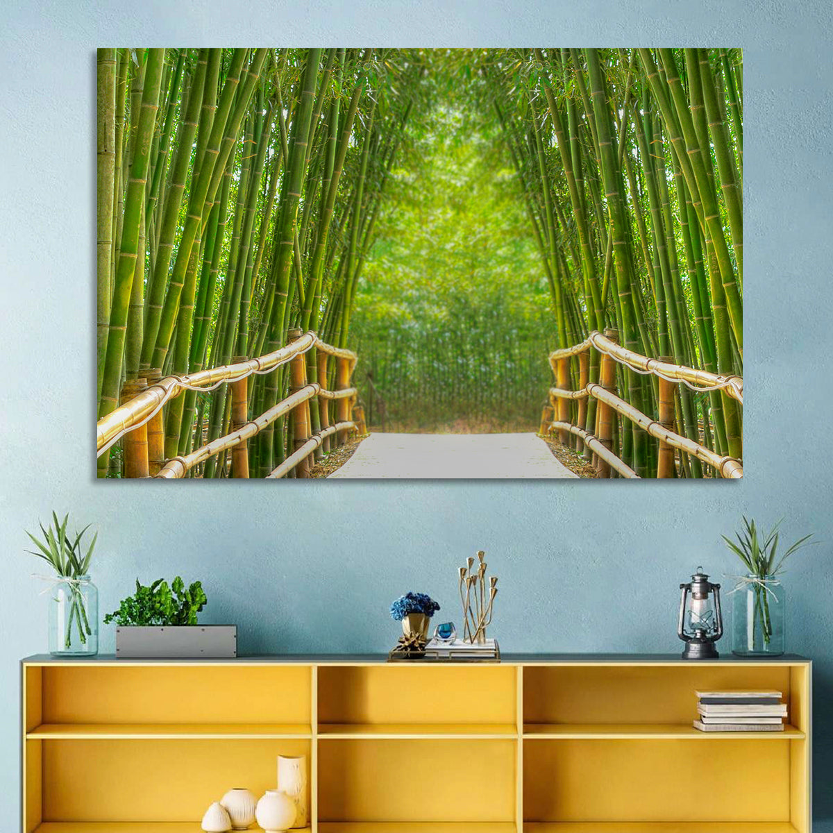 Bamboo Alley Wall Art in a room, landscape