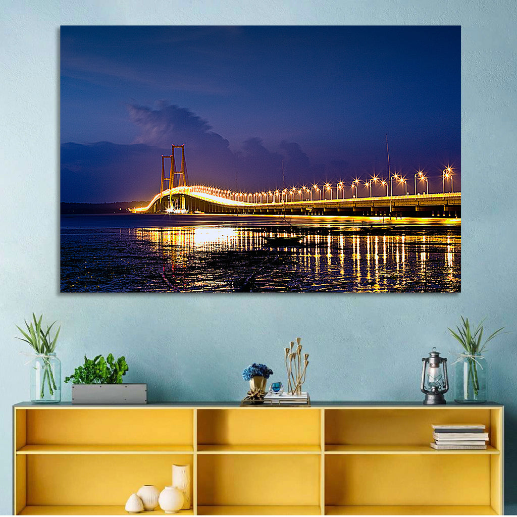 Suramadu Bridge at Dusk Wall Art