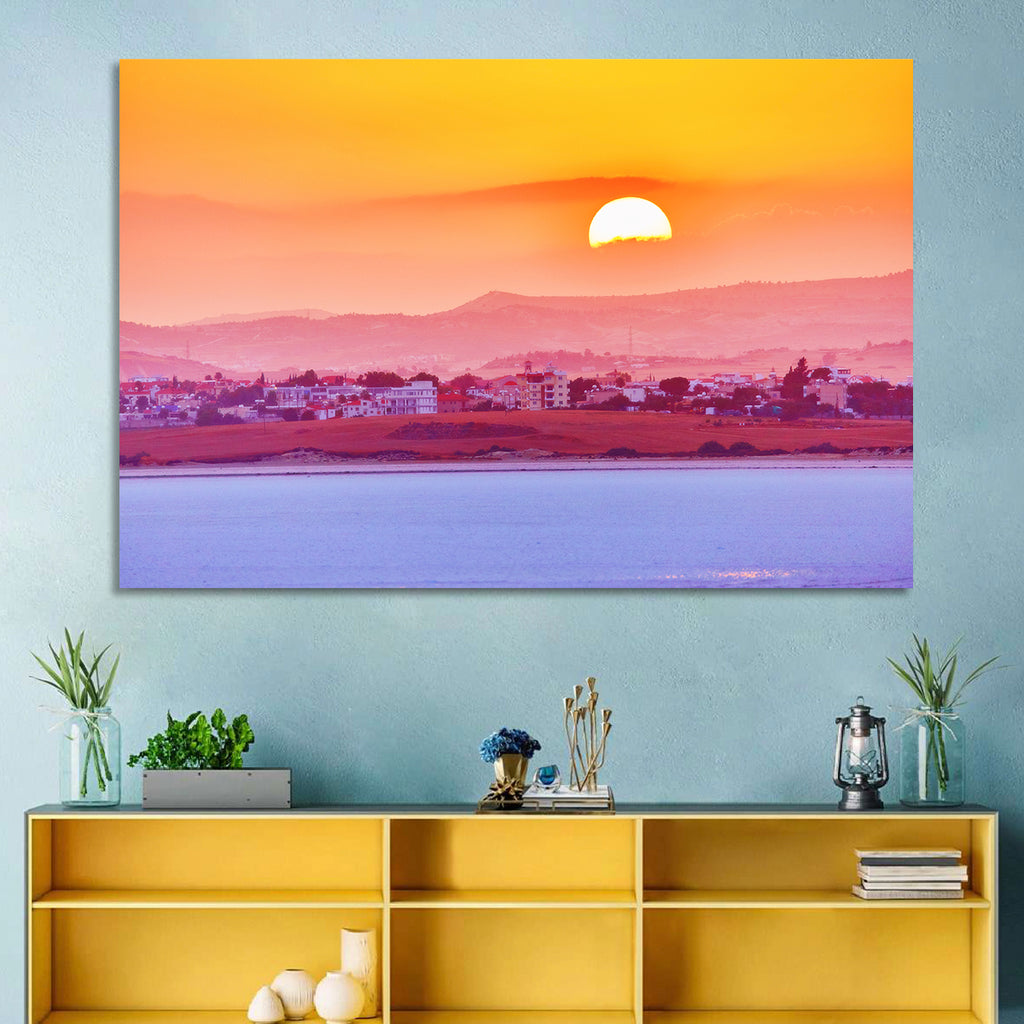 Golden Salt Lake Sunset Wall Art