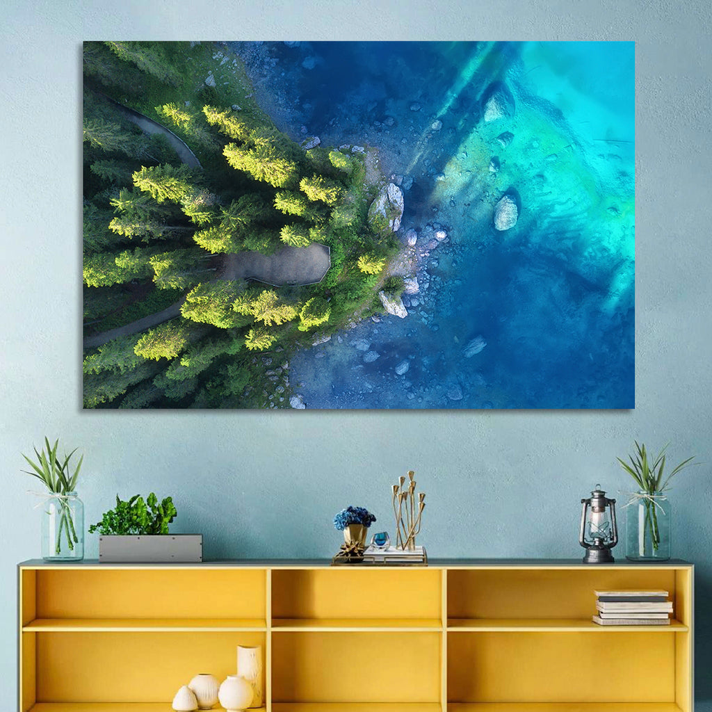 Winding Forest Path by Turquoise Lake Wall Art
