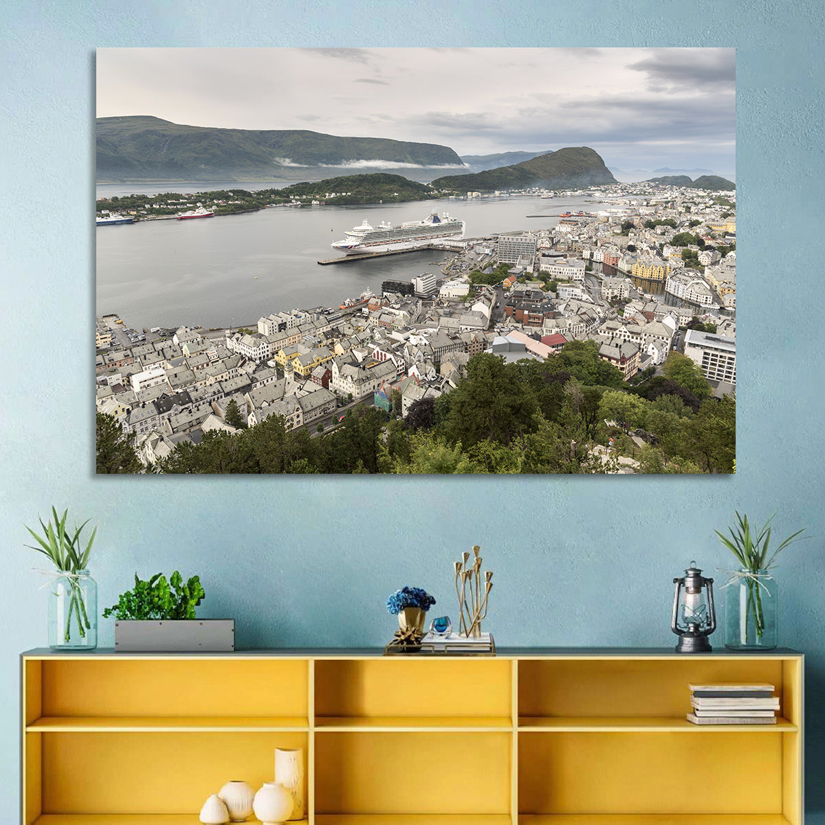 Alesund Harbor Cityscape Wall Art