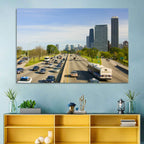 Chicago Expressway Toward Downtown Skyline Wall Art