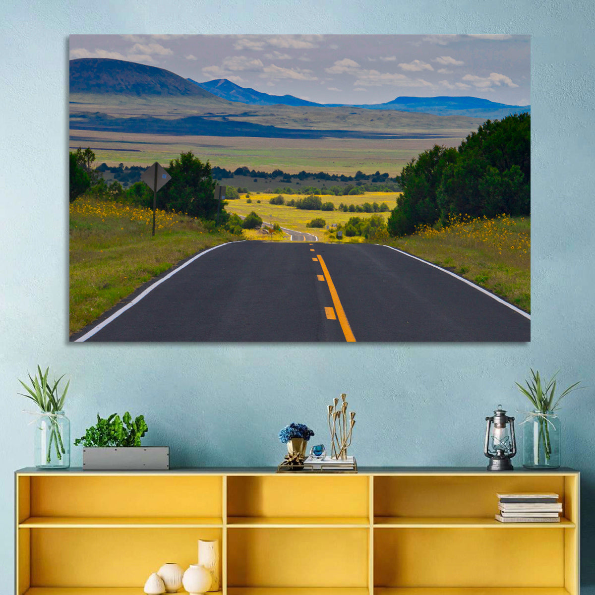 New Mexico Highway Wall Art in a room, landscape
