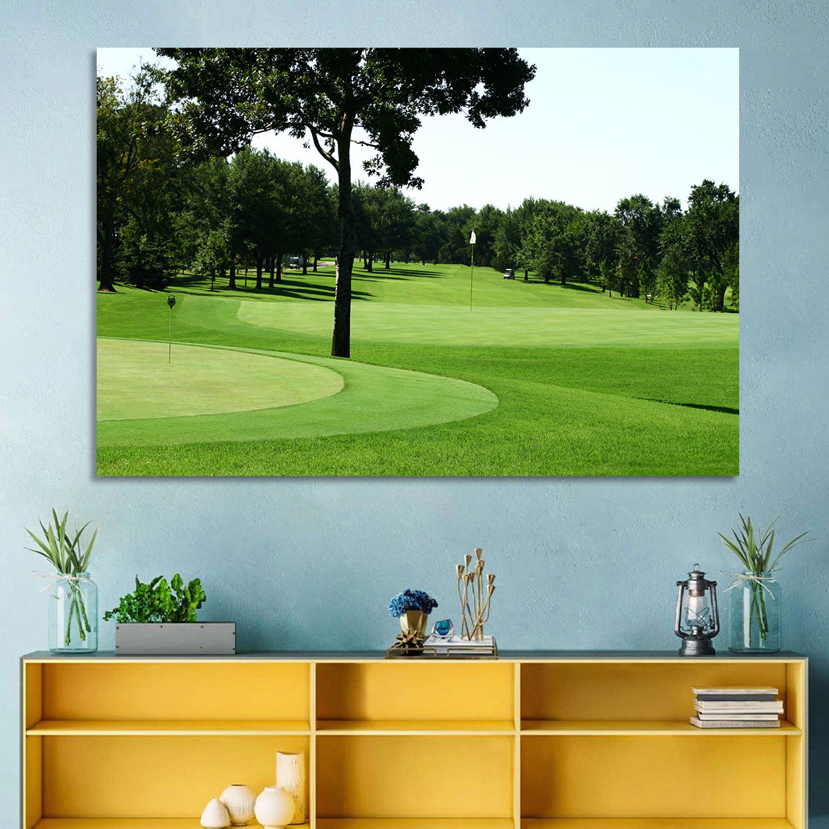 Oklahoma Golf Course Greens Wall Art in a room, landscape